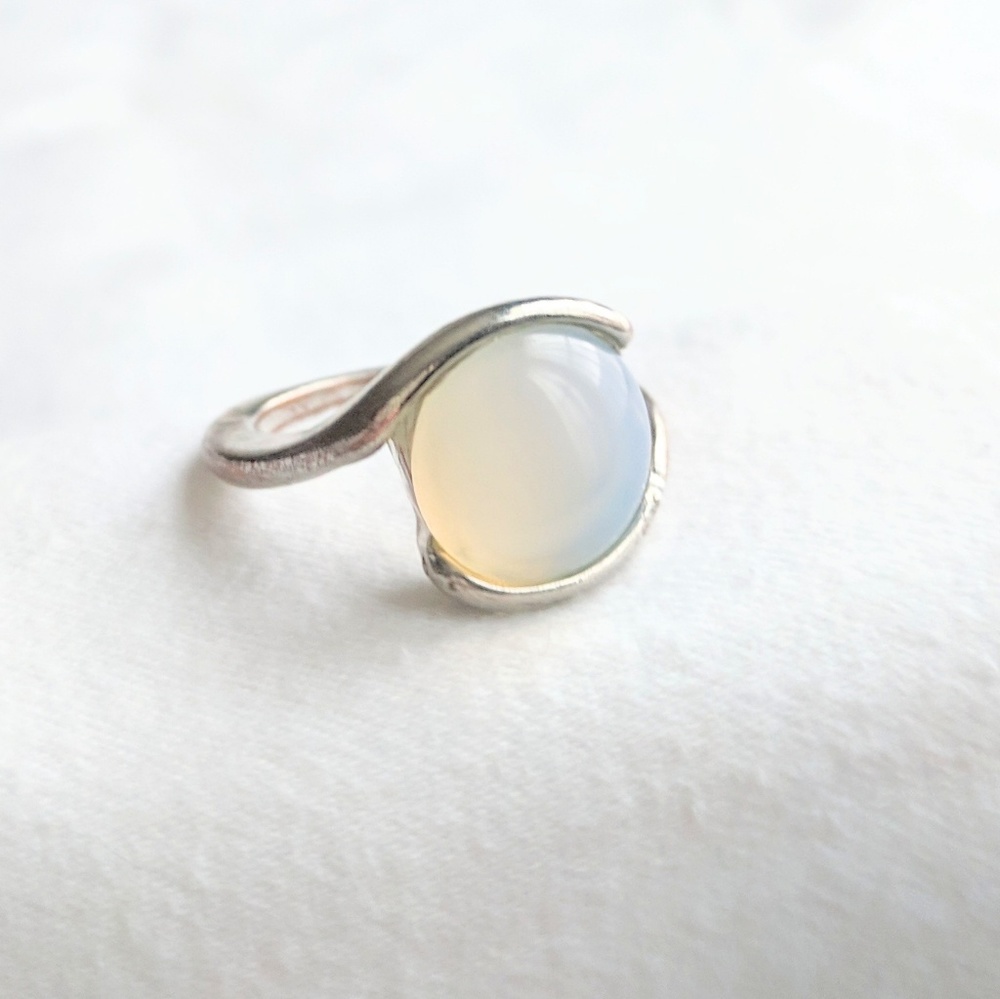 Antiqued Silver Opalite Moonstone Galactic Ring